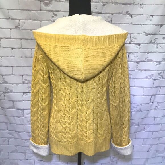 Cabela’s, Cable Knit & Sherpa Trim Hooded Sweater Jacket, Medium - Picture 5 of 5